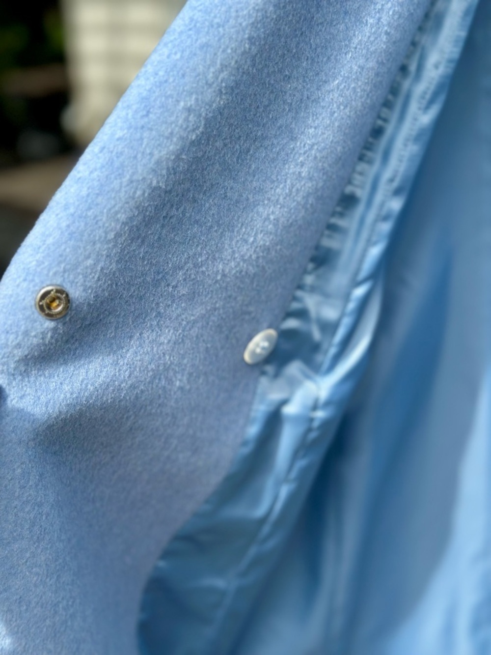 Cole Haan Women’s Pale Blue Wool Blend Lined Draped Shawl Collar Coat - Picture 8 of 16